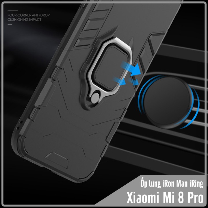 Ốp lưng Xiaomi Mi 8 Pro iRON - MAN IRING Nhựa PC cứng viền dẻo chống sốc