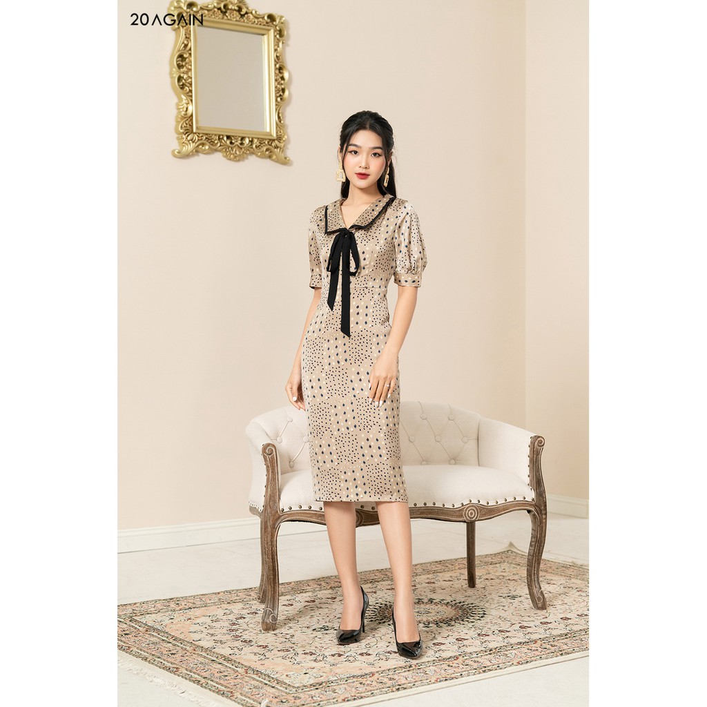 Đầm Ôm nữ công sở Viền Cổ Phối Vai 20AGAIN DOC0050 | BigBuy360 - bigbuy360.vn