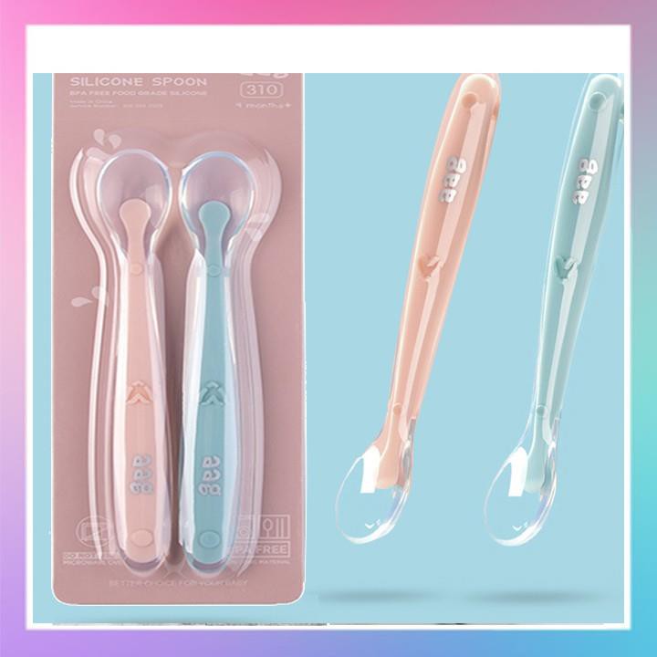 Set 2 Thìa Ăn Dặm Silicon AAG