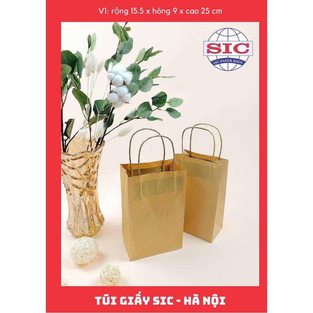 [SET 10 CHIẾC] TÚI GIẤY KRAFT V1: 15.5x9x25 CÓ QUAI ( ẢNH THẬT)