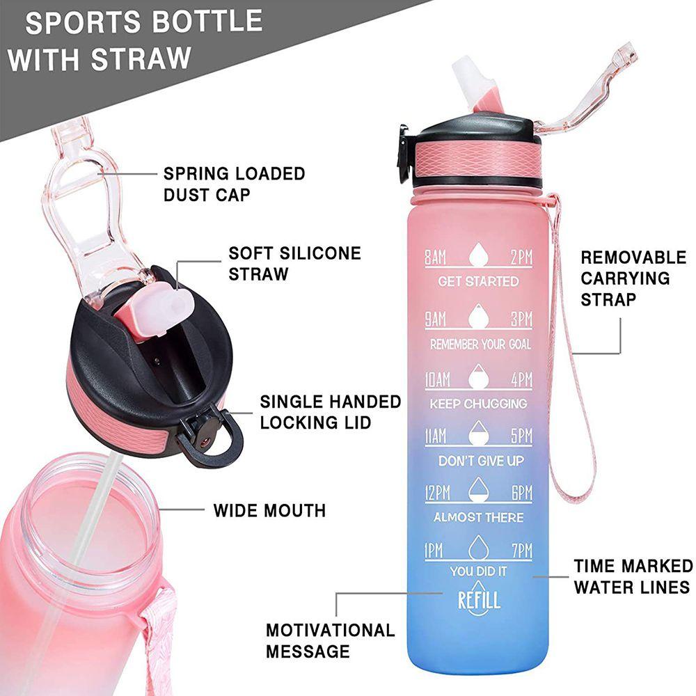 Bình Đựng Nước 1000ml Dung Tích Lớn Màu Gradient Dành Cho Học Sinh / Cắm Trại / Du Lịch / Thể Thao Ngoài Trời