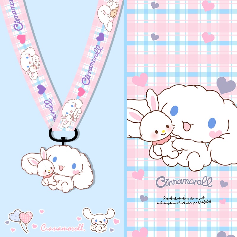 SANRIO Dây Đeo Thẻ Họa Tiết Hoạt Hình Dễ Thương Có Móc Khóa Tiện Lợi