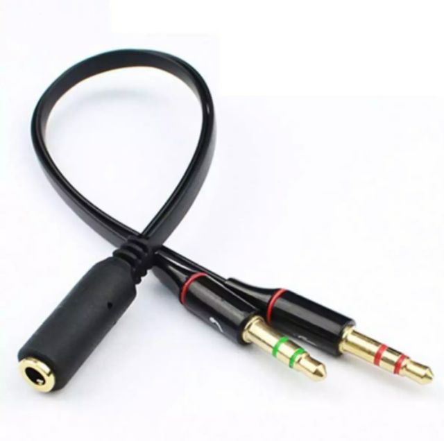 Dây Audio chuyển tai nghe 3.5mm (đầu cái) sang 2 đầu Mic và Tai nghe (đầu đực)