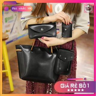 Set 4 món túi xách kẹp, túi đeo chéo, ví dài, tặng kèm·ví mini giá rẻ mẫu hot phong cách hàn quốc 2020