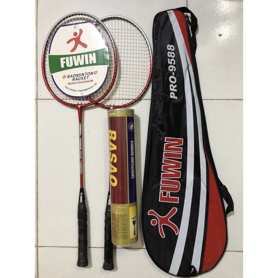 ComBo 2 Cây vợt Cầu lông FuWin Đánh Tập + 1 Hộp Cầu 3 Sao + Túi Đựng Vợt ( Màu Sắc Ngẫu Nhiên )