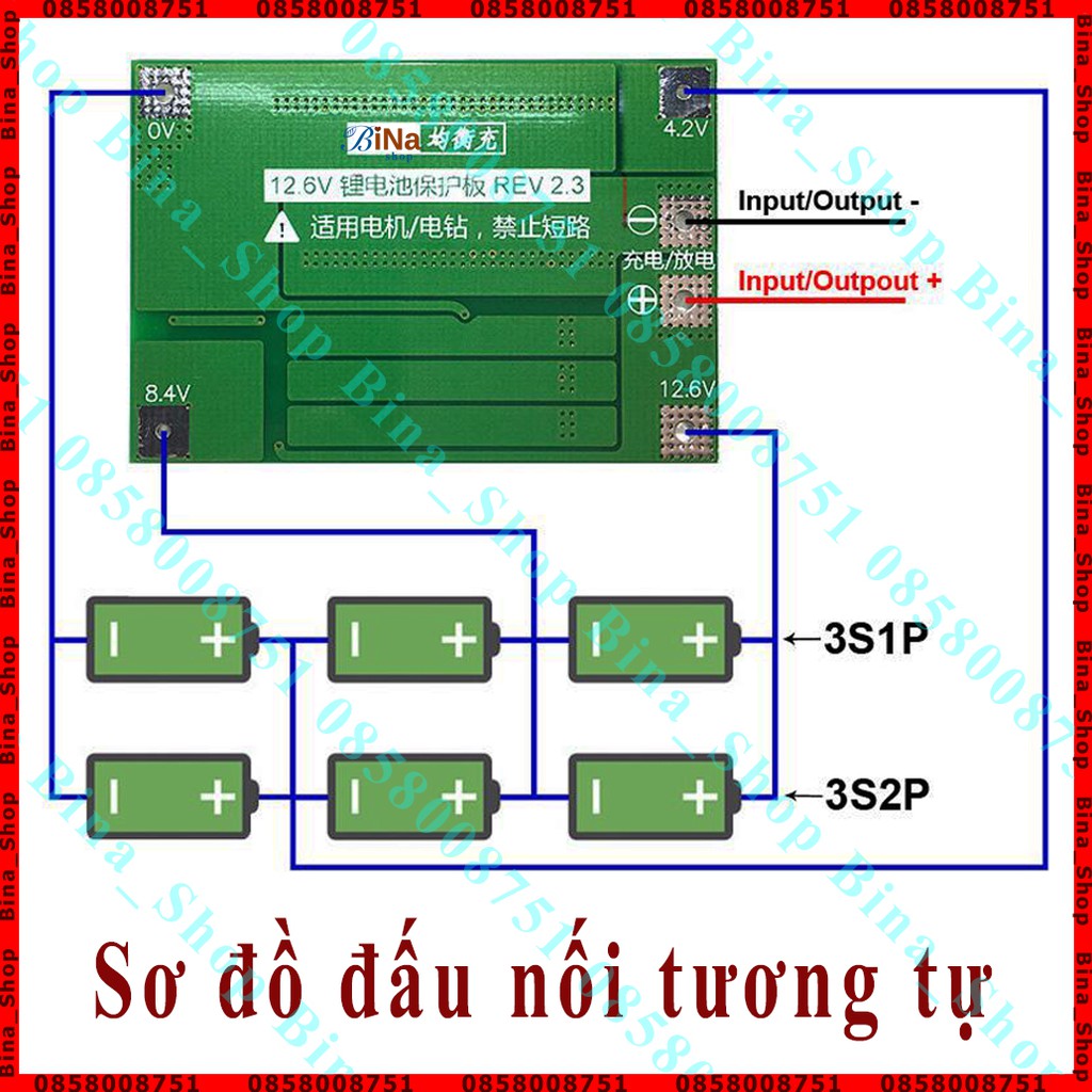 Mạch sạc xả bảo vệ cân bằng pin 3S 60A 12.6V