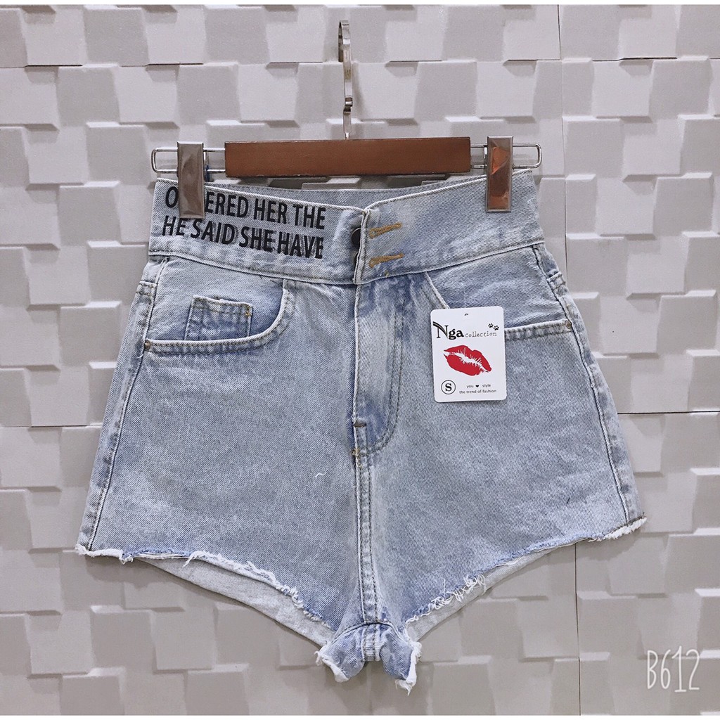 Quần short jean nữ in chữ đai quần siêu hot hit