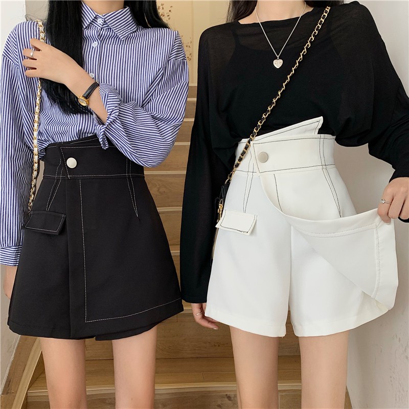 Xiaozhainv Chân Váy Chữ A Lưng Cao Kiểu Lệch Cá Tính Thời Trang Hàn Quốc | BigBuy360 - bigbuy360.vn