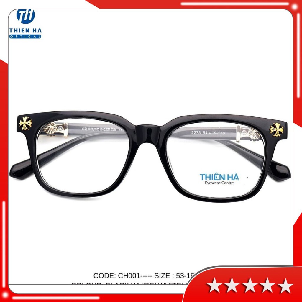Gọng kính cận, giả cận Chrom Heart CH001 dáng kính vuông,cá tính chất liệu nhựa dẻo chắc 49 - 21 - 139