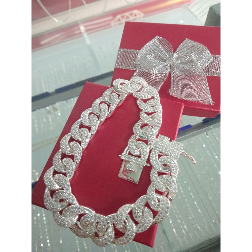 Lắc tay bạc nam full đá