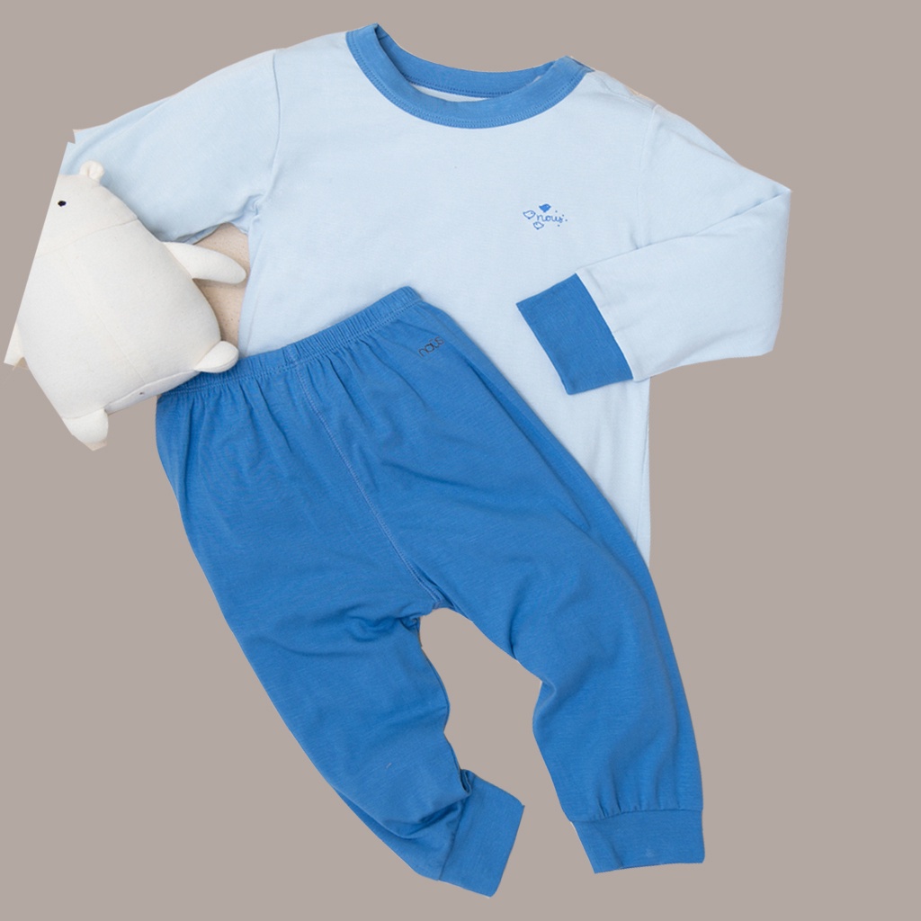 Bộ Quần Áo Dài Cài Thẳng Nous  Màu Xanh Chất Liệu Nu Petit Mềm Mại Kháng Khuẩn (Size Từ 0-3 Tháng Đến 9-12 Tháng)