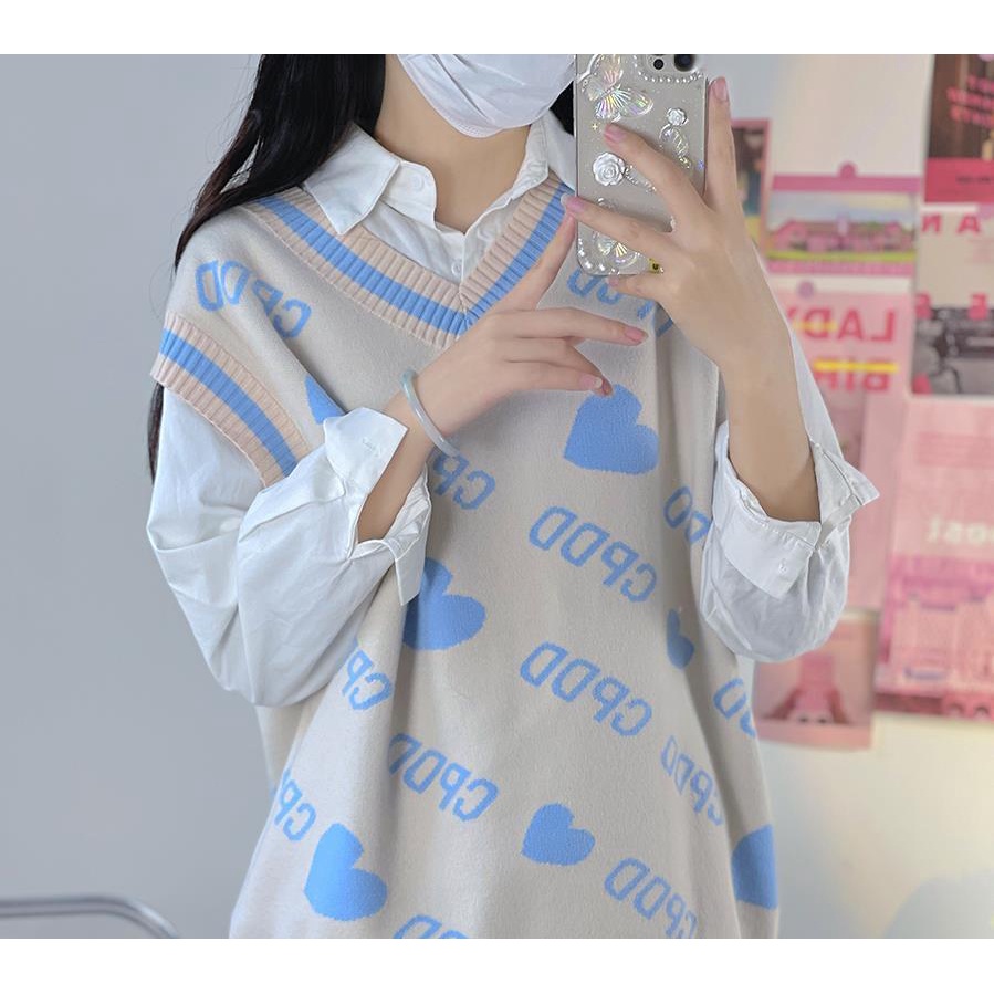 Áo len không tay cổ chữ v thời trang trẻ trung cho nữ