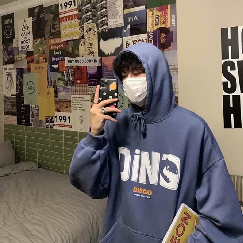 Áo hoodie dáng rộng in hoạt hình thời trang Nhật size M-5XL cho nam nữ