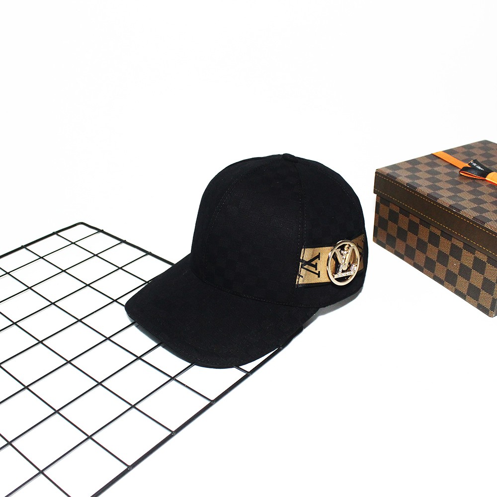 Mũ Lưỡi Trai Nón Kết Lo.ui.s V.uitt.on Logo Vàng LV02 Đen Có Tem Mác Vải Kaki Cotton