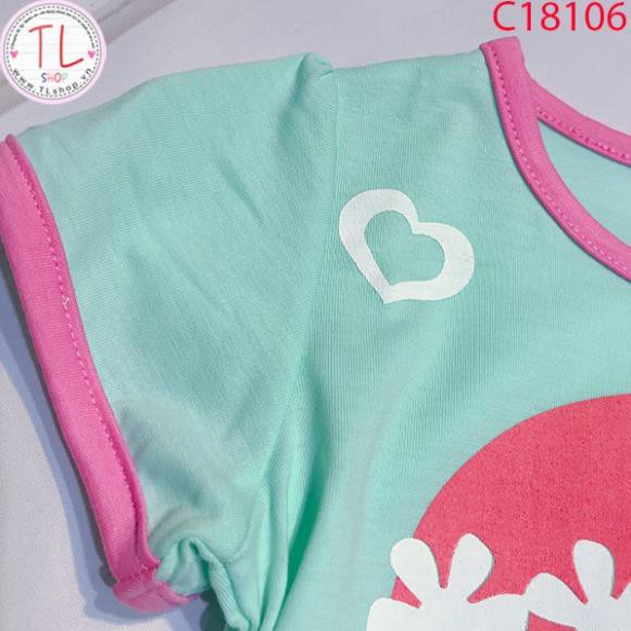 Thời trang trẻ em - Bộ áo quần thun ngắn hình bé đội vòng hoa - Quần áo bé gái - Bộ bé gái