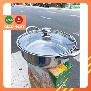 Nồi lẩu inox 1 đáy, nắp kính 22cm/28cm chuyên dùng quán lẩu - Hàng khuyến mãi của Anlene
