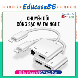 Jack chuyển đổi 2 trong 1 IPHONE, Jack chuyển đổi 2 cổng lighting, cáp chia cổng 2 iphone, cáp iphone Educase86
