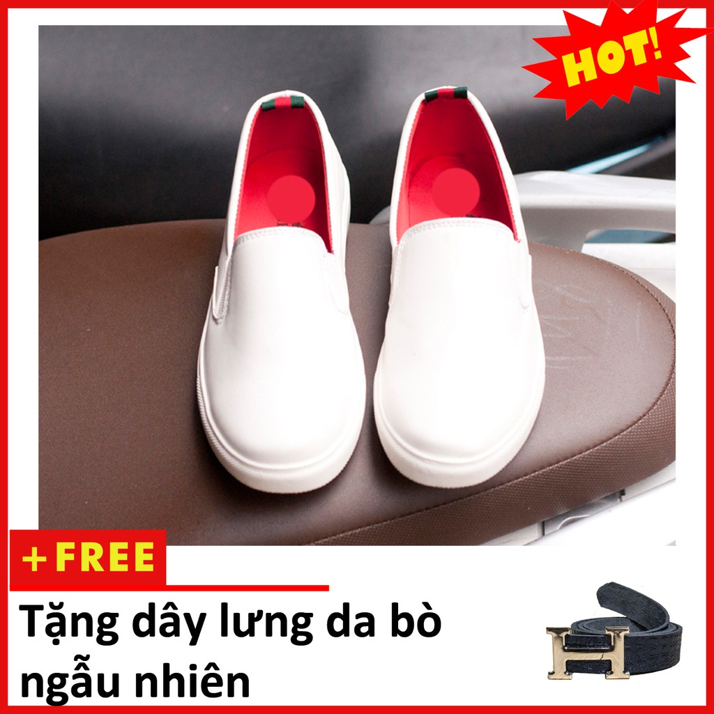 Giày Slip On Nam Aroti Đế Khâu Chắc Chắn Phong Cách Đơn Giản Màu Trắng - M498-TRANG(TL)-TRANG