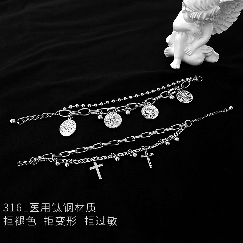 Vòng Đeo Tay Hai Lớp Phong Cách hip hop Hàn Quốc Thời Trang Cho Nam Và Nữ