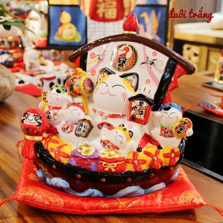 Thuyền Maneki-neko "Ngũ Miêu Đại Bảo Thuyền" 26cm