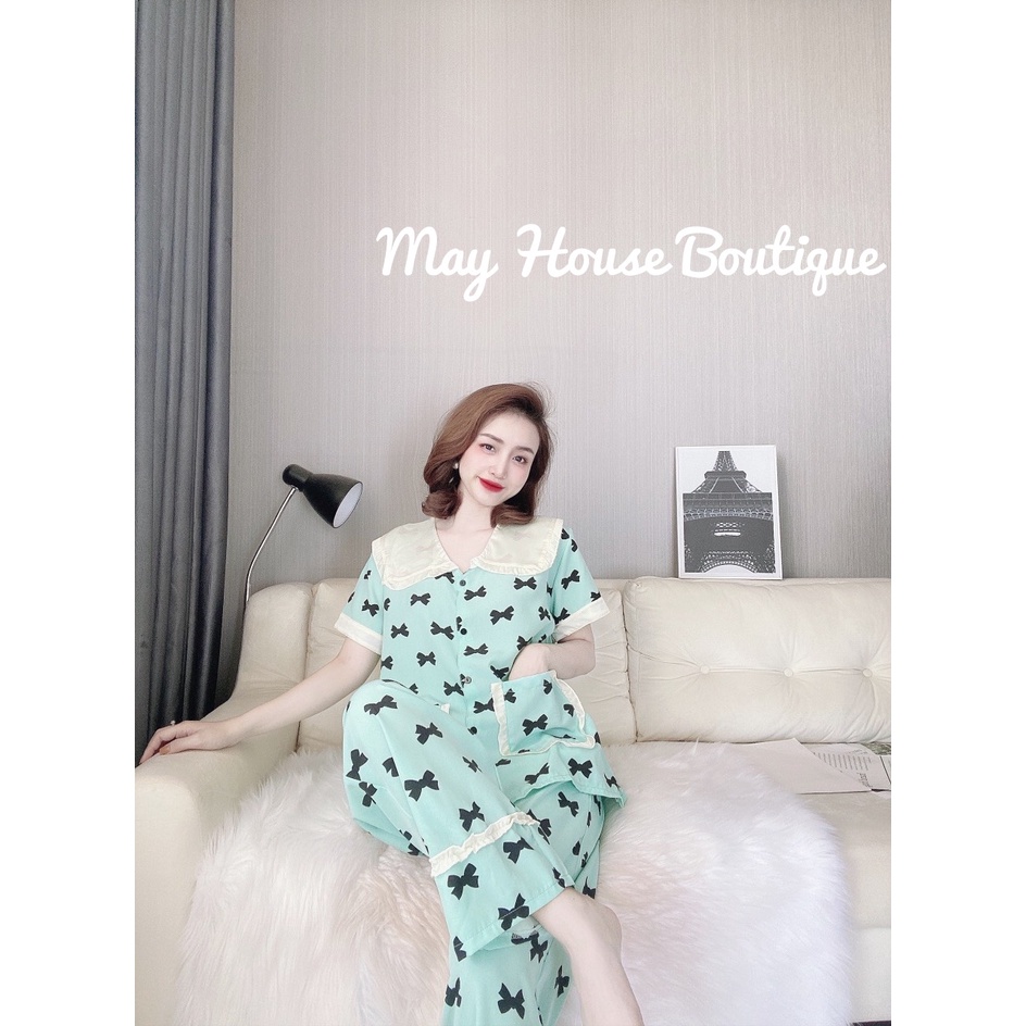 [ Bigsize 50-100kg ] Đồ Bộ Dài Tiểu Thư Bèo Nhún Lụa Nhật kiểu Hai Túi Cho Nàng Múp | BigBuy360 - bigbuy360.vn