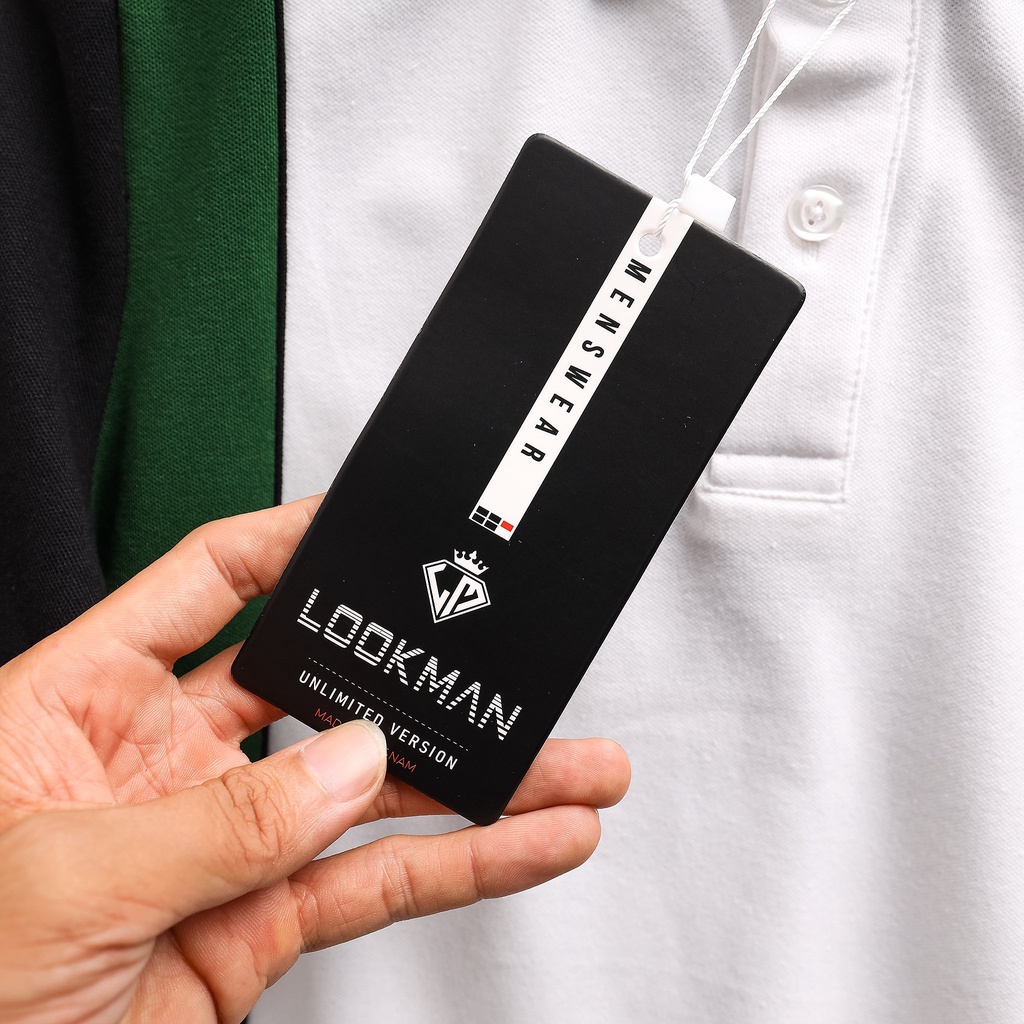Áo Polo Nam chính hãng LOOKMAN Vải Cá Sấu Cotton Xuất Khẩu Phối Sọc Chuẩn Form Cực Đẹp M03 Liber