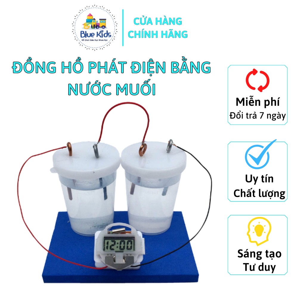 Đồ chơi khoa học STEAM tự làm đồng hồ phát điện bằng nước muối, kích thích sáng tạo và trí tuệ cho bé