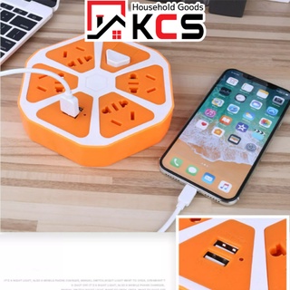 Ổ cắm điện trái cam tích hợp 2 cổng usb, 4 ổ cắm & công tắc bật/tắt