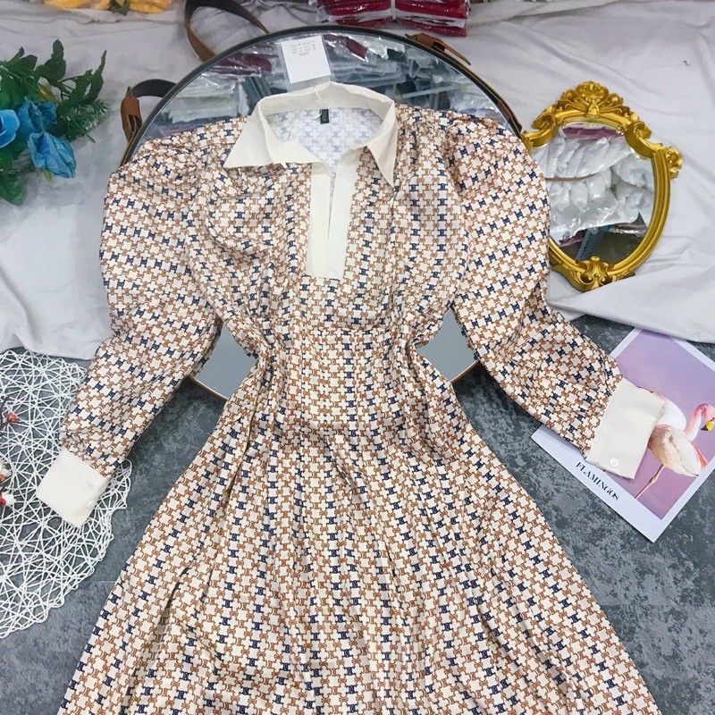 Đầm Maxi  Hoạ Tiết Sơ Mi Cổ Viền Trắng | BigBuy360 - bigbuy360.vn