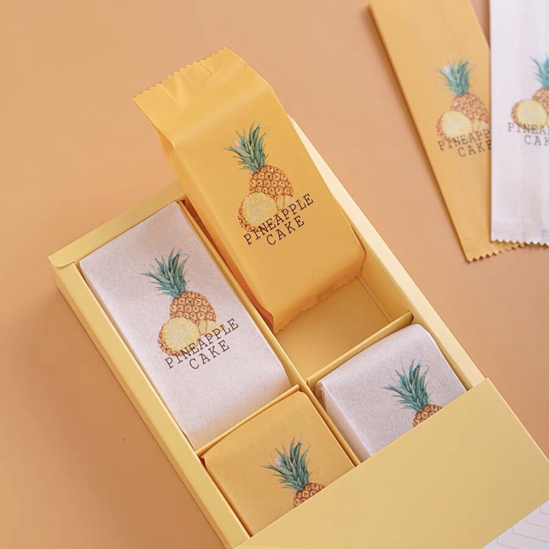 Xấp 50 Túi Giấy Lụa Gói Bánh Dứa Hình Quả Dứa Màu Cam Trắng - KAT Official Store