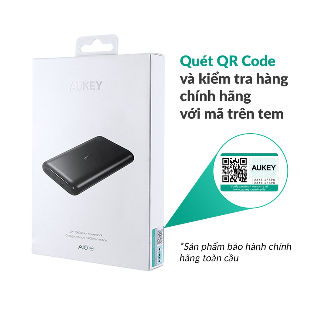 [Mã ELAUKEY300 giảm 10% đơn 200K] Pin Sạc Dự Phòng Aukey PB-XN10 10000mAh 2 Cổng Công Nghệ AiPower - Hàng Chính Hãng | BigBuy360 - bigbuy360.vn