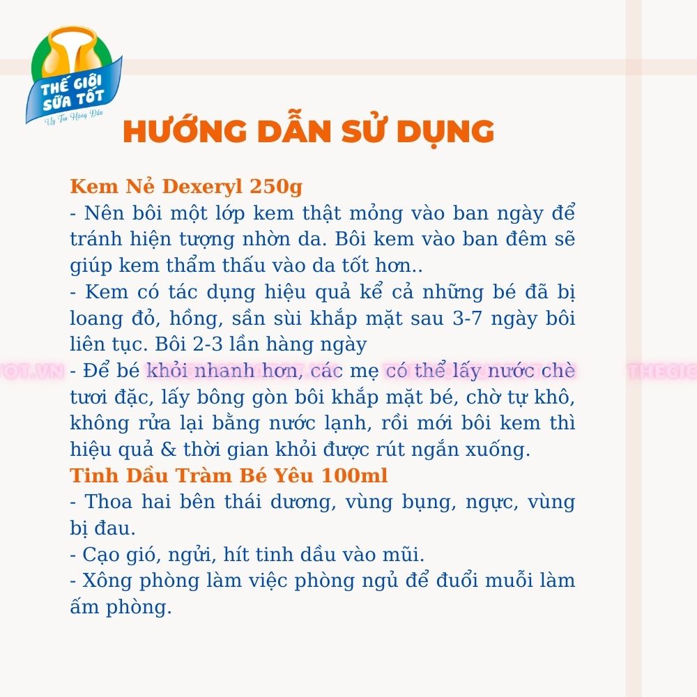 Combo Kem Nẻ Dexeryl 250g &amp; Tinh Dầu Tràm Bé Yêu 100ml Dưỡng Ẩm Giữ Ấm Cho Cả Gia Đình Thegioisuatot