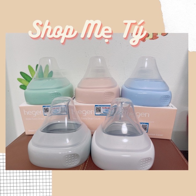 Bộ nắp đậy núm ti và cổ nối bình sữa Hegen màu Hồng/ Xanh/ Xám/ Trắng / cổ nắp hegen đủ màu