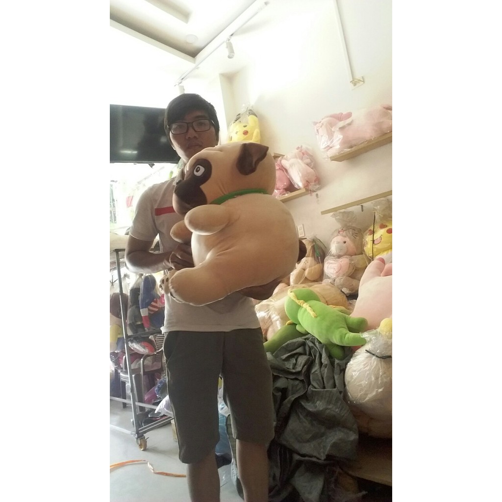 Chó Pug mặt xệ 45cm có khóa kéo, gòn mềm vải miniso cao cấp Chó bông, Gấu bông