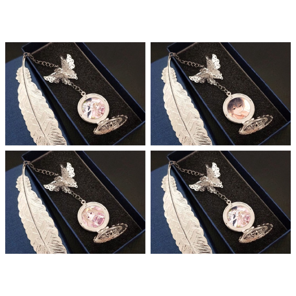( không kèm hộp ) Bookmark VỤNG TRỘM KHÔNG THỂ GIẤU - Tình Yêu Thầm Kín manhua lông vũ gắn điệp lá kim loại mỏng