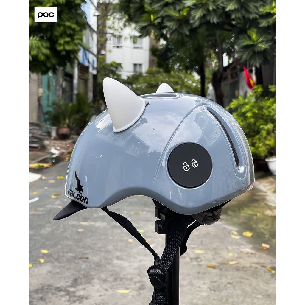 ( Tặng tai mèo và lưỡi trai) MŨ BẢO HIỂM THỂ THAO POC FALCON F05 XI MĂNG BÓNG CHÍNH HÃNG