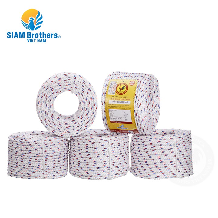 Dây trang trí, dây làm phơi đồ 4 tao/6mm - 50m ( 4 cuộn ) Siam Brothers