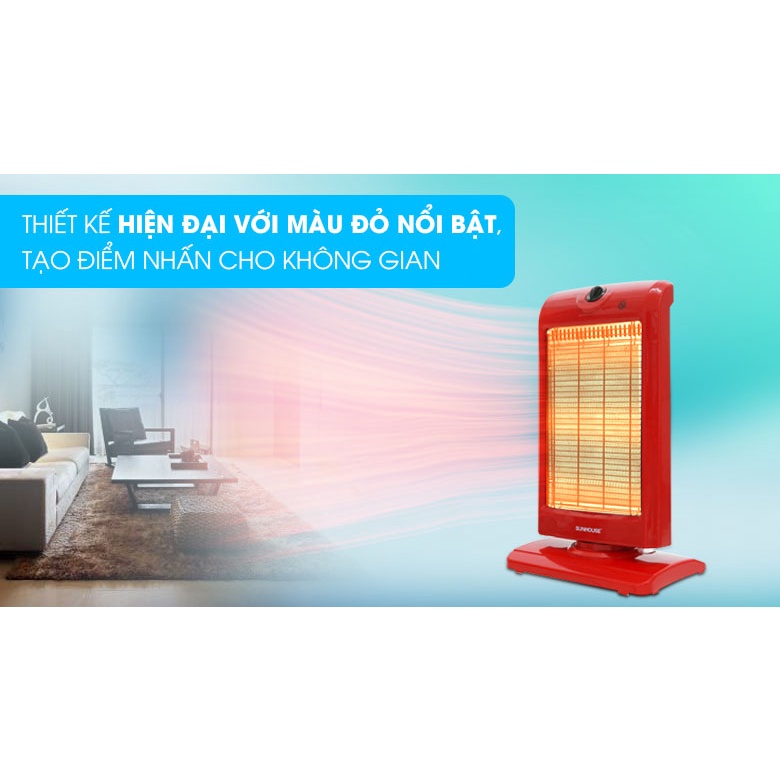 Đèn Sưởi Sunhouse SHD 7016 Công Nghệ Holagen 3 Bóng Cao Cấp- Máy Sưởi Ấm Phòng Ngủ, Quạt Sưởi Mini- Hàng Chính Hãng