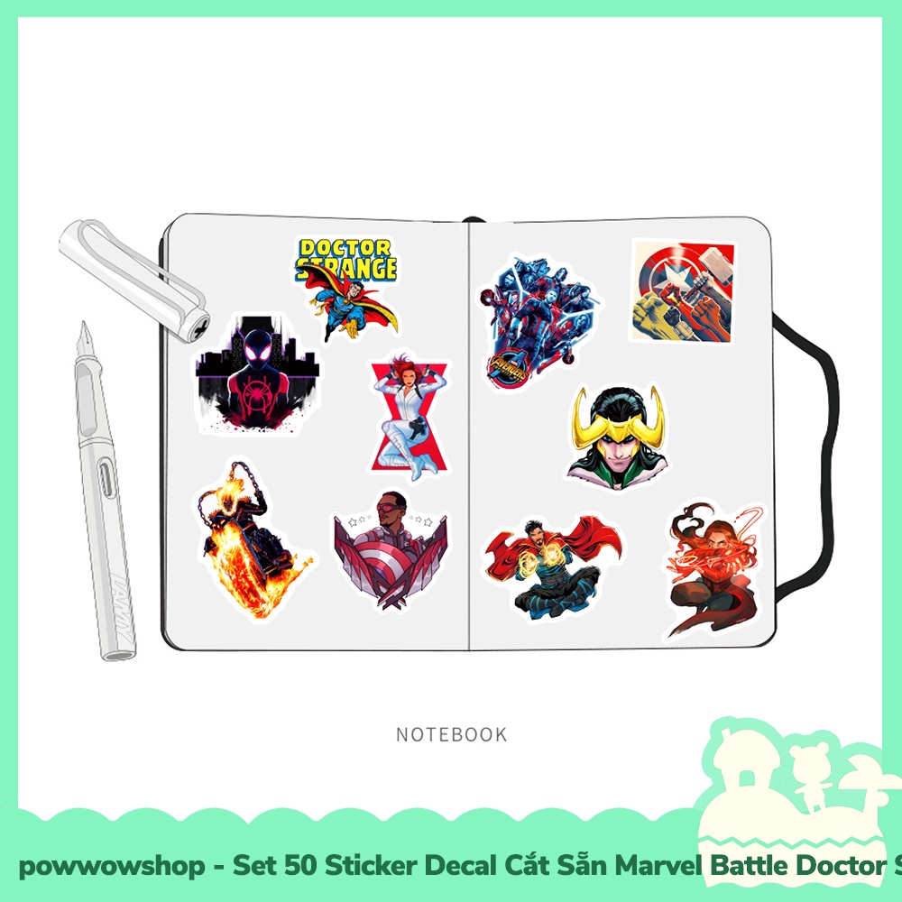 [Sẵn VN - Hỏa Tốc] Set 50 Sticker Mini Decal Dán Trang Trí Vật Dụng Mẫu Marvel Universe Battle Superhero