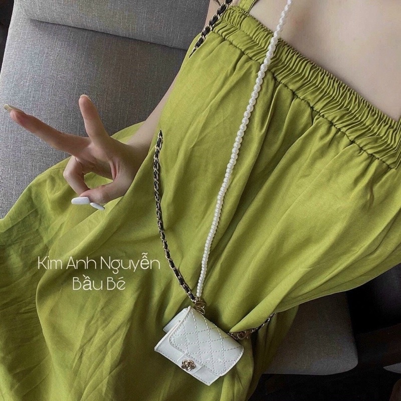 Đầm maxi đi biển váy maxi 2 dây dáng dài màu xanh hot trend