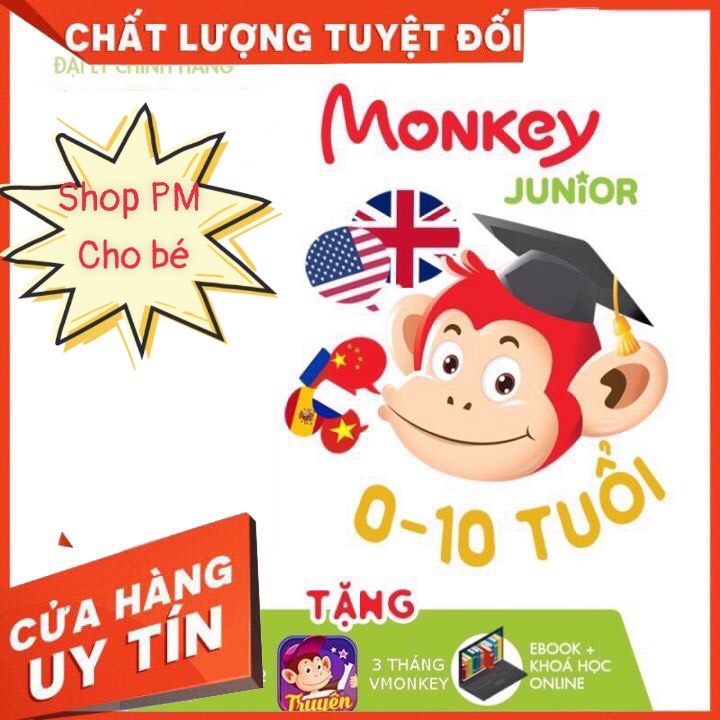 Thẻ học Monkey Junior trọn đời (cho bé từ 0-10t)
