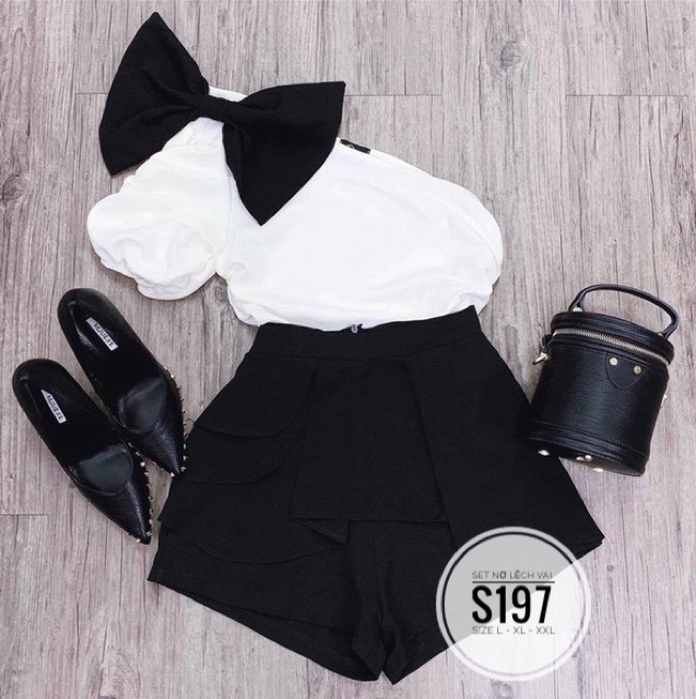 Bigsize Set nơ lệch vai S197