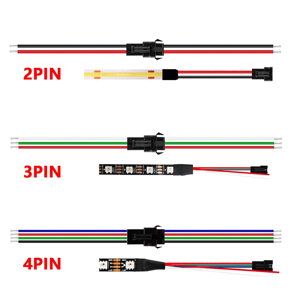 Cặp Dây Đèn LED 2Pin/4pin/5pin 15CM JST 10-50 Cho 5050/3528/WS2812B/WS2811/WS2815