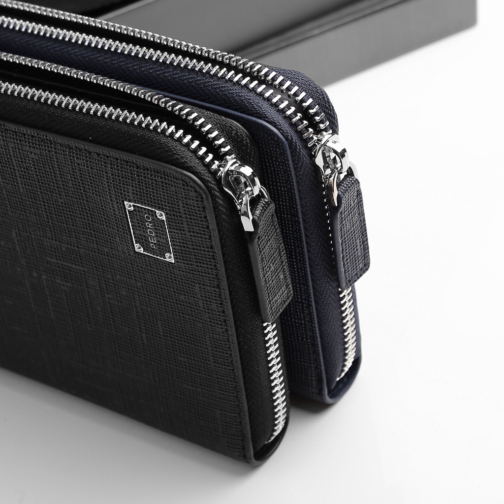 Ví nam dài cầm tay nhiều ngăn, chất da sần xước bền đẹp PR981