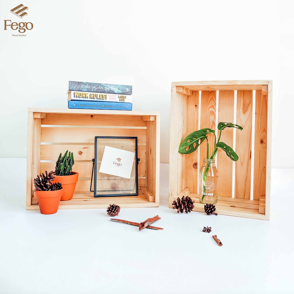 Hộp gỗ đựng đồ pallet/ Box gỗ - Thùng gỗ thông decor nhà cửa