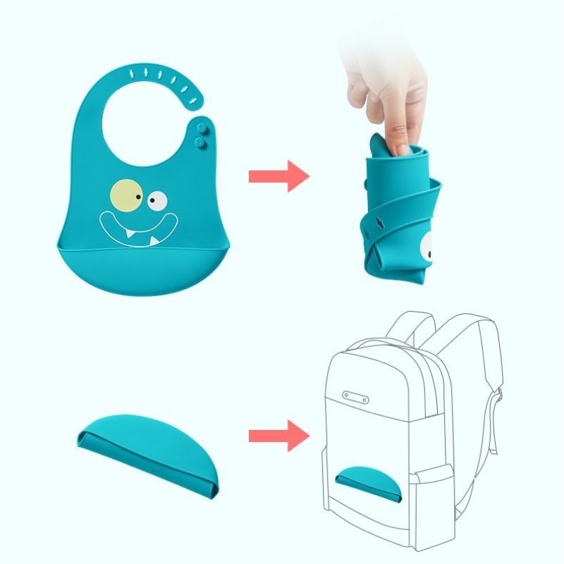 Yếm Ăn Dặm Silicon Dẻo Có Máng Hứng, An Toàn, Sạch Sẽ, Tiện Lợi Cho Bé