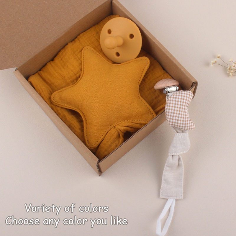 Bộ 3 Khăn Cotton Mềm Mịn Kẹp Núm Vú Giả / Núm Vú Giả Dễ Thương Cho Bé Sơ Sinh