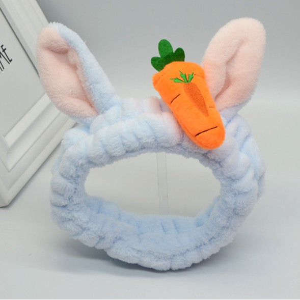 Băng Đô Cài Tóc Thỏ Carot 3D Xanh Dương Thiết Kế Kiểu Dễ Thương Dành Cho Nữ