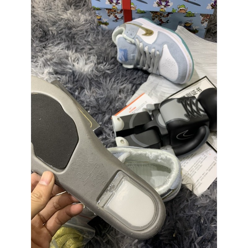 giầy thể thao cổ ngắn SB Dunk Clean Silver xanh trắng noel (ảnh thật +full box)