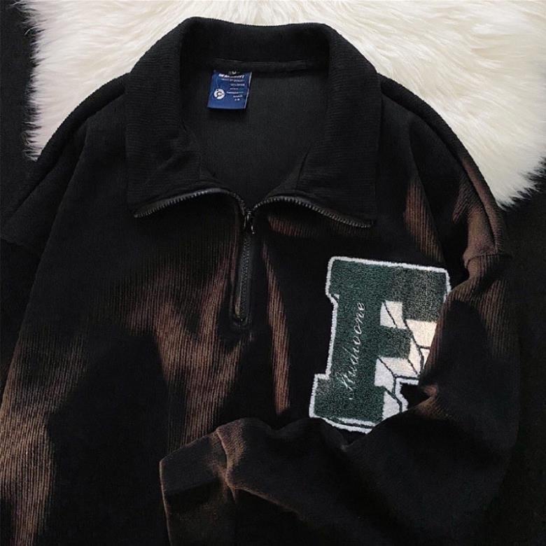 Áo Polo Tay Dài Dáng Rộng Cổ Bẻ Chữ F Phong Cách Hàn Quốc Thời Trang Nam Nữ( Hàng Sẵn)